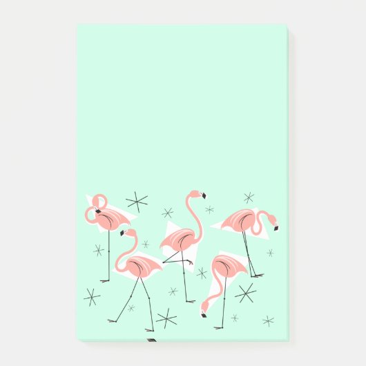 Flamingo Retro Green Post-it-Note vertikal Post-it Klebezettel (Vorderseite)