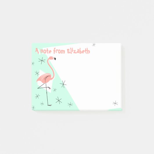 Flamingo Retro Green Text Note Post-it Klebezettel (Vorderseite)