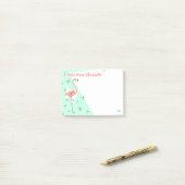 Flamingo Retro Green Text Note Post-it Klebezettel (Auf Schreibtisch)
