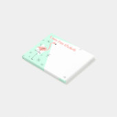 Flamingo Retro Green Text Note Post-it Klebezettel (angewinkelt)