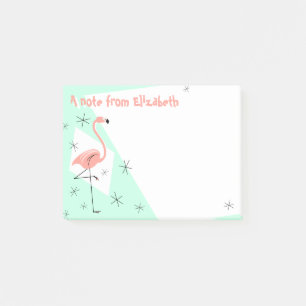 Flamingo Retro Green Text Note Post-it Klebezettel