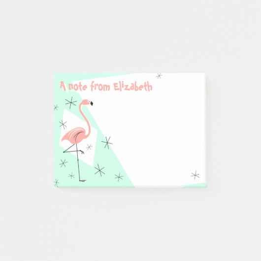 Flamingo Retro Green Text Note Post-it Klebezettel (Vorderseite)