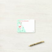 Flamingo Retro Green Text Note Post-it Klebezettel (Auf Schreibtisch)