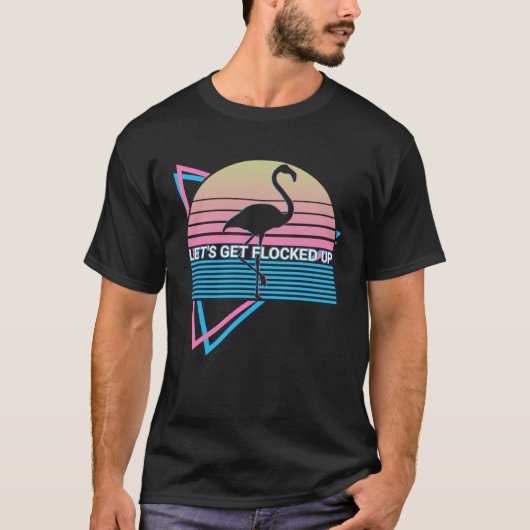 Flamingo Retro, lasst uns den Pullover Hoodi versc (Vorderseite)