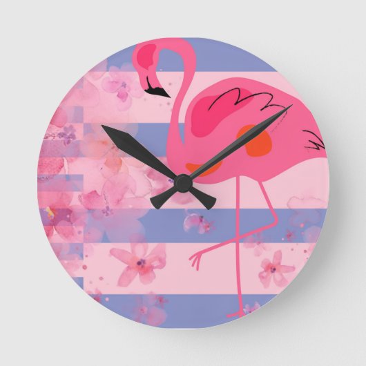 Flamingo Reverie Runde Wanduhr (Vorderseite)