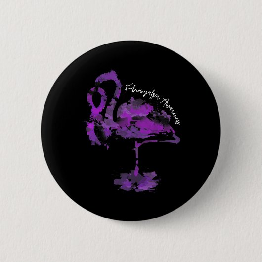 Flamingo Ribbon Fibromyalgie Bewusstsein 1 Button (Vorderseite)