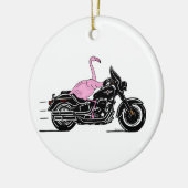 Flamingo Riding A Motorrad Keramik Ornament (Links)