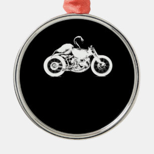 Flamingo Riding Motorrad Kunst-Geschenk für Biker. Ornament Aus Metall