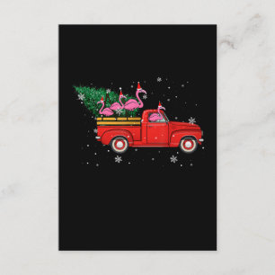 Flamingo Riding Red Truck Xmas Weihnachtsmannmütze Begleitkarte