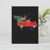 Flamingo Riding Red Truck Xmas Weihnachtsmannmütze Dankeskarte (Stehend Vorderseite)