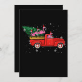 Flamingo Riding Red Truck Xmas Weihnachtsmannmütze Dankeskarte (Vorne/Hinten)