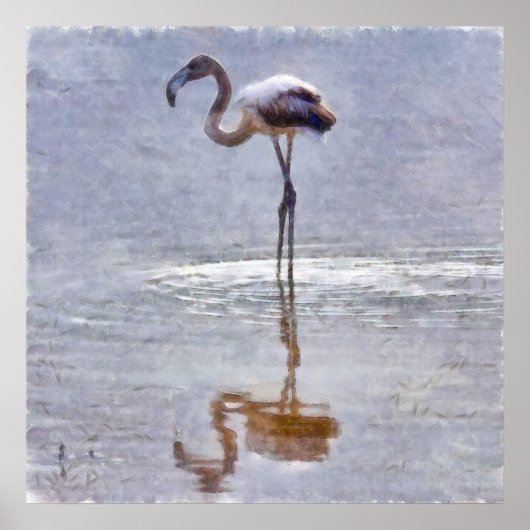 Flamingo Ripples and Reflections Watercolor Poster (Vorne)