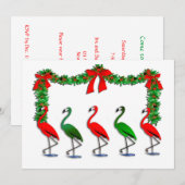 Flamingo Rockettes Tanzen Einladung (Vorne/Hinten)