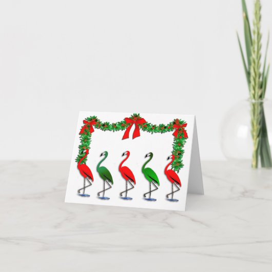 Flamingo Rockettes Tanzshow Feiertagskarte (Vorderseite)