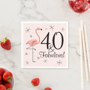 Flamingo-Rosa "40 und fabelhafte!" Serviette