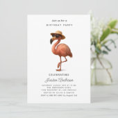 Flamingo-Rosa Blumen Geburtstagsfeier Einladung (Stehend Vorderseite)