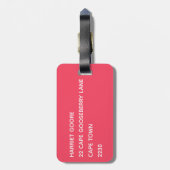 Flamingo rosa Farbname Gepäckanhänger (Rückseite vertikal)