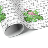 Flamingo, Rosa Flamingo, tropische Dschungelbäume Geschenkpapier (Rolleneckpunkt)