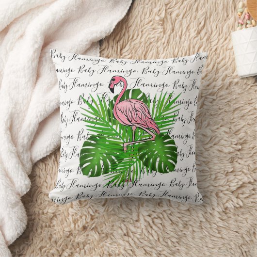 Flamingo, Rosa Flamingo, tropische Dschungelbäume  Kissen (Decke)