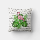 Flamingo, Rosa Flamingo, tropische Dschungelbäume  Kissen (Vorderseite)