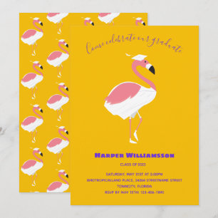Flamingo Rosa Gelbes Tier Abschluss Einladung