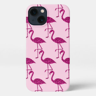 Flamingo rosa Glitter Funkeln Muster iPhone 13 Hülle