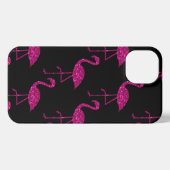 Flamingo rosa Glitzer Glitzern Muster schwarz iPhone Hülle (Rückseite (Horizontal))