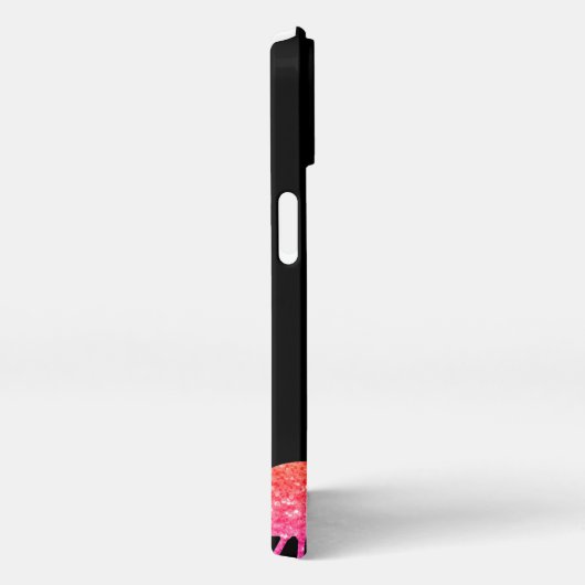Flamingo rosa Glitzer Glitzern Personalisieren Sch iPhone Hülle (Rechte Seite)