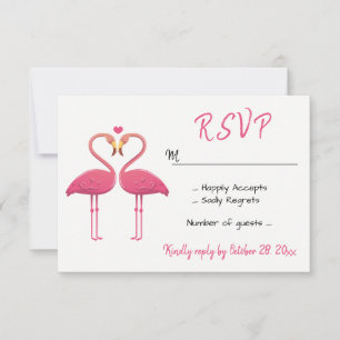 Flamingo Rosa Hochzeit RSVP Tropische Party Strand Karte
