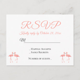 Flamingo-Rosa Hochzeit RSVP Tropisches Luau-Strand Einladungspostkarte