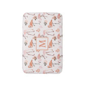 Flamingo Rosa Korallen-Monogramm-Muster Badematte (Vorderseite Vertikal)