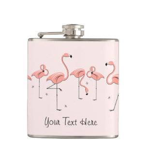 Flamingo-rosa Linie Text eingewickelte Flasche Flachmann