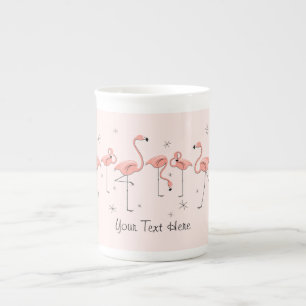Flamingo-rosa Linie Textknochen-China-Tasse Porzellantasse