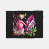 Flamingo Rosa Palmenbaum Tropischer Strand Sommerf Fleecedecke (Vorderseite (Horizontal))