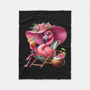 Flamingo Rosa Palmenbaum Tropischer Strand Sommerf Fleecedecke