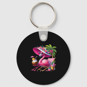 Flamingo Rosa Palmenbaum Tropischer Strand Sommerf Schlüsselanhänger