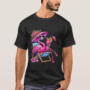Flamingo Rosa Palmenbaum Tropischer Strand Sommerf T-Shirt