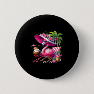 Flamingo Rosa Palmenstrand Tropischer Strand Somme Button