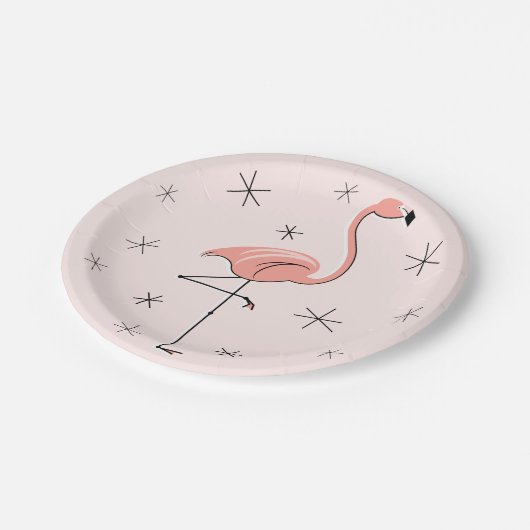 Flamingo rosa Papierplatte Pappteller (Schrägansicht)