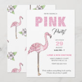 Flamingo-Rosa-Party Einladung (Vorne/Hinten)