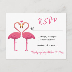 Flamingo Rosa RSVP Hochzeit Tropische Luau Strand Einladungspostkarte