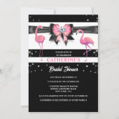 Flamingo Rosa Schwarzes Brautparty Glitzer Glasur Einladung (Vorderseite)