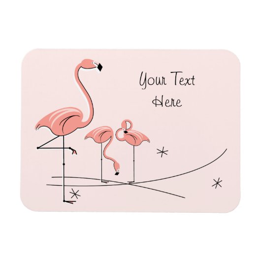 Flamingo Rosa Trio 4 Text Magnet flexibel (Horizontal)