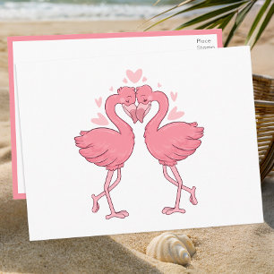 Flamingo-Rosa Tropische Hochzeit Danke Postkarte