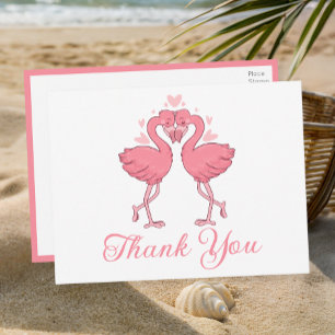 Flamingo-Rosa Tropische Strandhochzeit Danke Postkarte