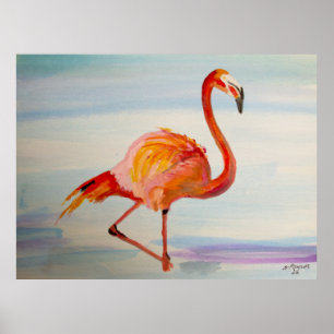 Flamingo Rosa Tropischer Wasserfarbenposter Druck Poster