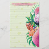 Flamingo rosa tropisches Aquarellpapier Briefpapier (Vorderseite)