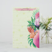 Flamingo rosa tropisches Aquarellpapier Briefpapier (Stehend Vorderseite)