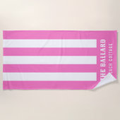 Flamingo Rosa und weiße Streifen | Beach House Strandtuch (Vorderseite)