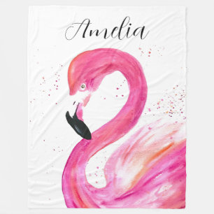 Flamingo Rosa Wasserfarbe Süße Kinderzimmer-Kunst Fleecedecke